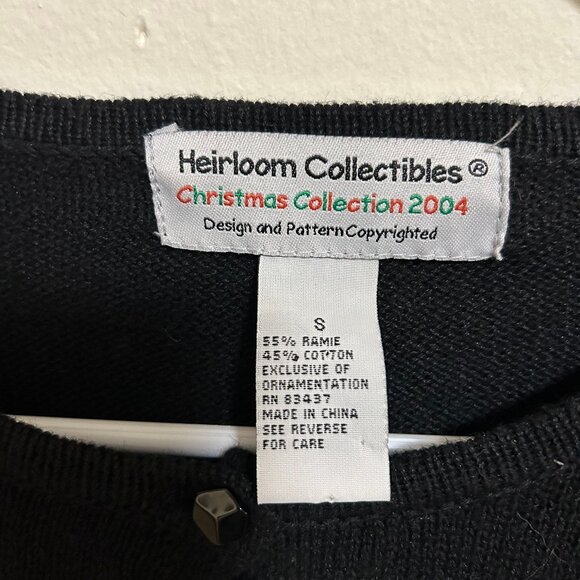 Vintage Heirloom Collectibles Black Sweater with Snowflake Pattern Sz S - Picture 2 of 4